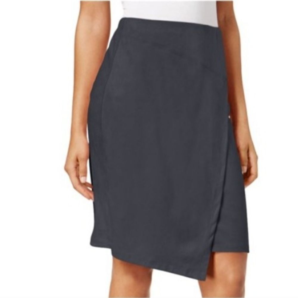 CARLISLE WRAP ABOVE THE KNEE LENGTH PENCIL SKIRT ZIP CLOSURE BACK